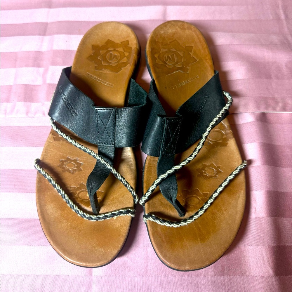 Merrill Black Leather Women's Sandals
